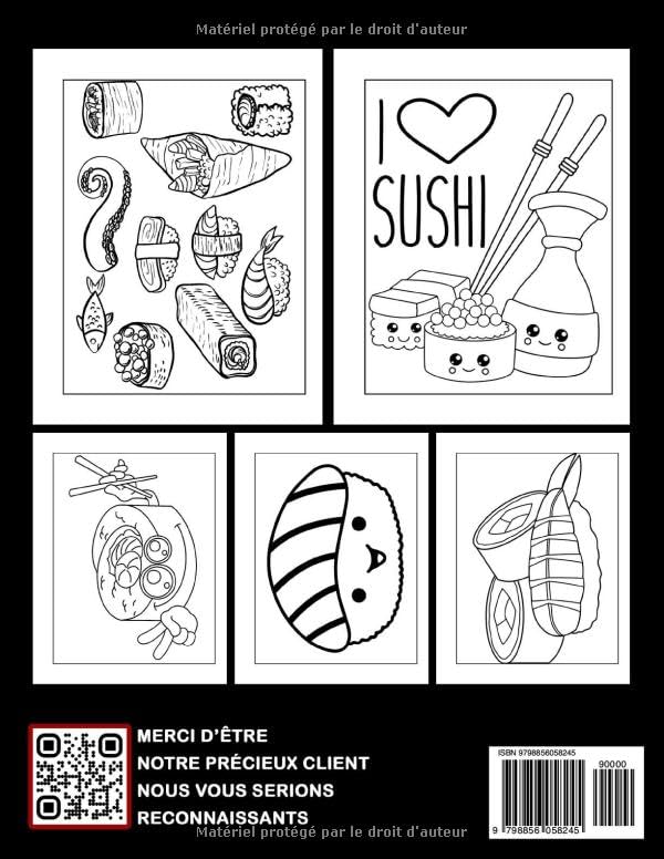 Miniatura 2 de Livre de coloriage Kawaii Sushi Laissez libre cours à votre créativité avec ce liv (French Edition)