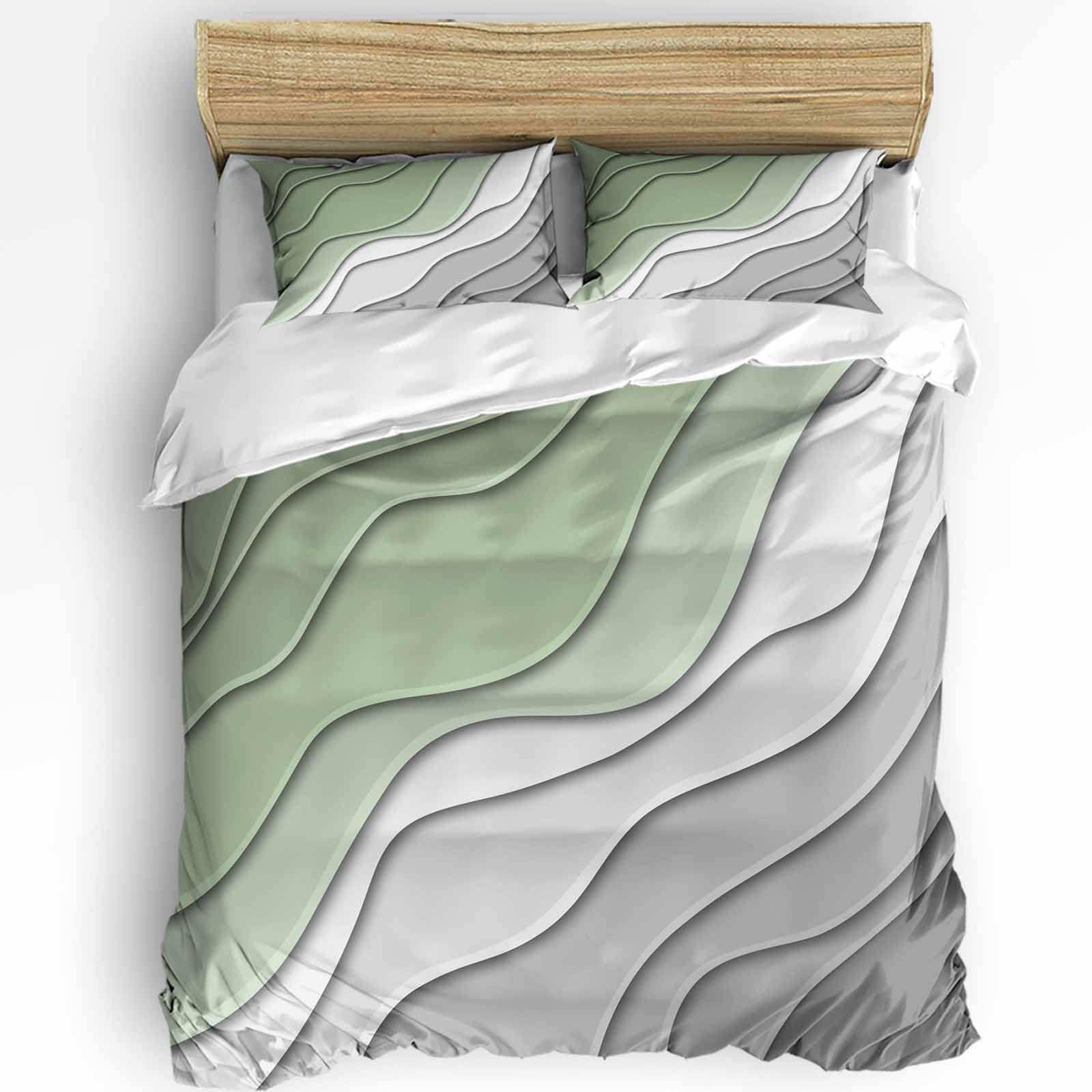 Modern Abstract Bed Duvet Cover Full Size Washed Patterned Textured Duvet Cover Sets with Zipper Tiers Microfiber Soft