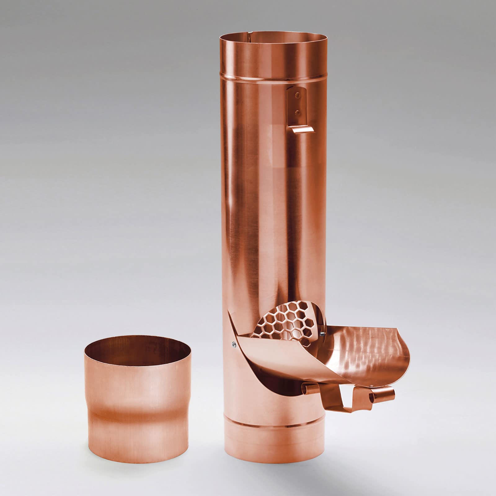 Fallrohrklappe Kupfer mit Sieb DN 76 inkl. Adapter Regenwasserklappe Regenrohrklappe zum Befüllen von Regentonnen, Regenfässer und kleineren Regenwassertanks.