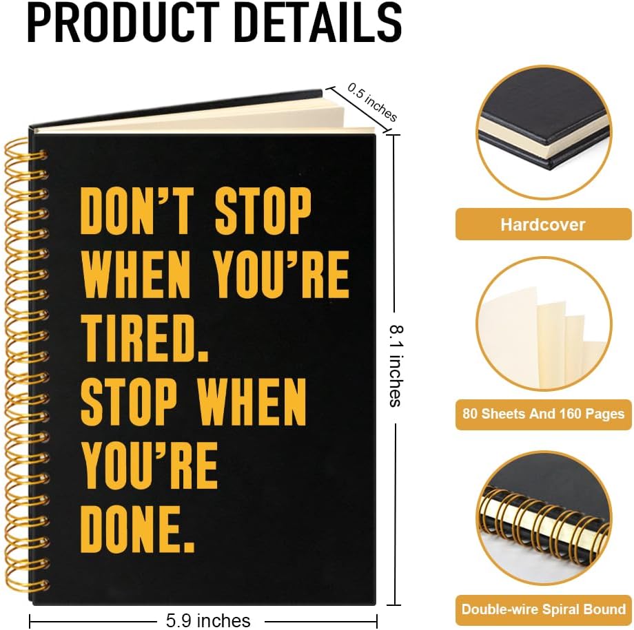 Don't Stop When You're Tired 160 Blank Pages Spiral Notebook, Motivational Quotes Journal, Mental Health Awareness Gifts for Women Men Boss Leader Supervisor Mentor Coworker Friend BFF - Image 2