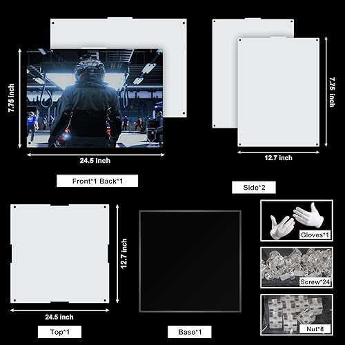 Miniatura 5 de Vaodest Vitrina de acrílico para Lego 42143 Ferrari Daytona SP3, caja de exhibición transparente HD de 0.118 in a prueba de polvo para Lego 42143