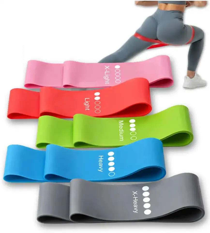 Kit 5 Mini Bands Elástico para Exercício Treino Academia em Casa 5 Níveis de Intensidade Premium Descalço