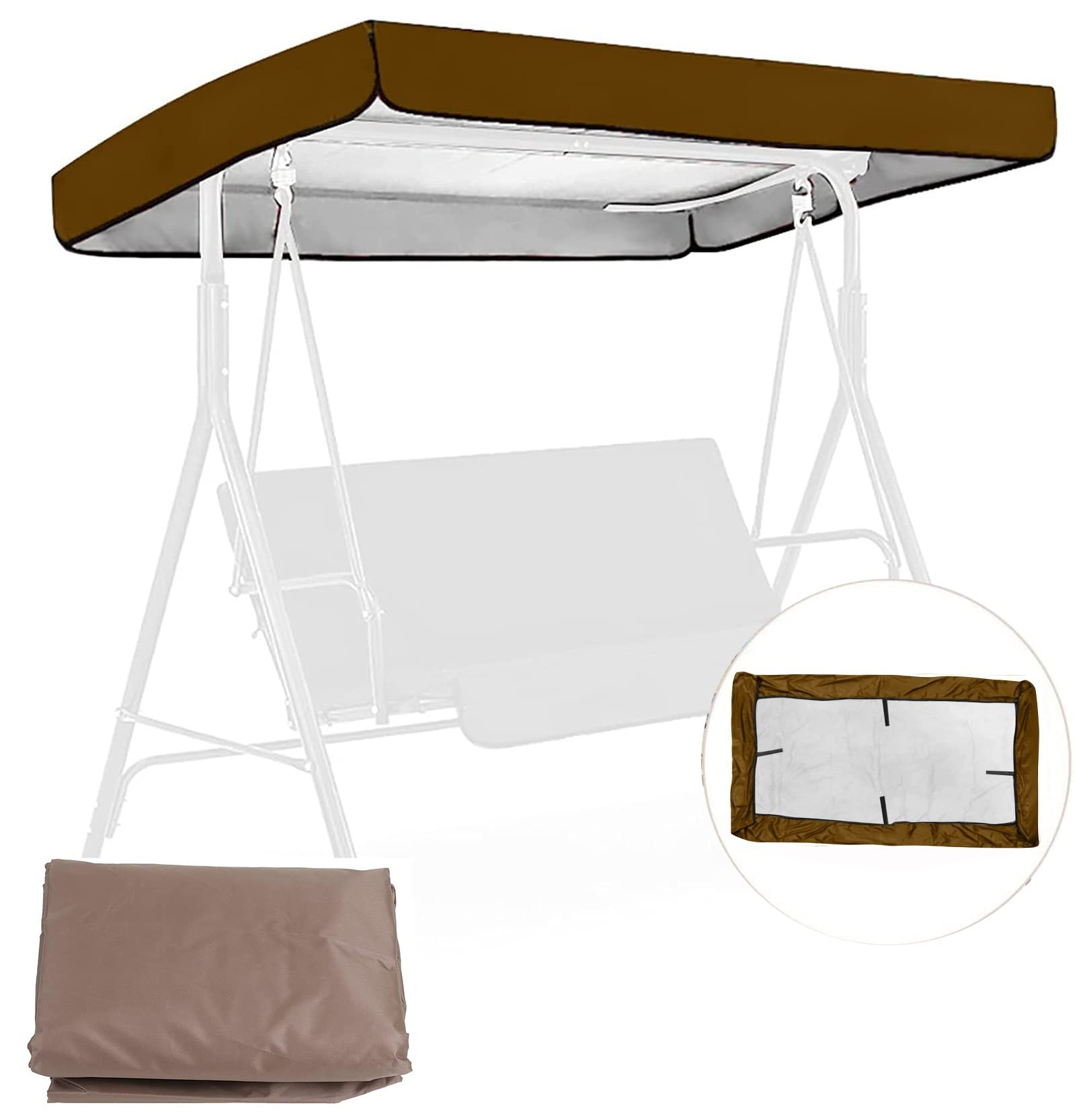 Sostituzione del Telo per Altalena da Giardino, Copertura di Ricambio for Altalena a 2 posti e Sedia sospesa Beige Marrone, Diverse Misure(Brown,75x47x9inch)
