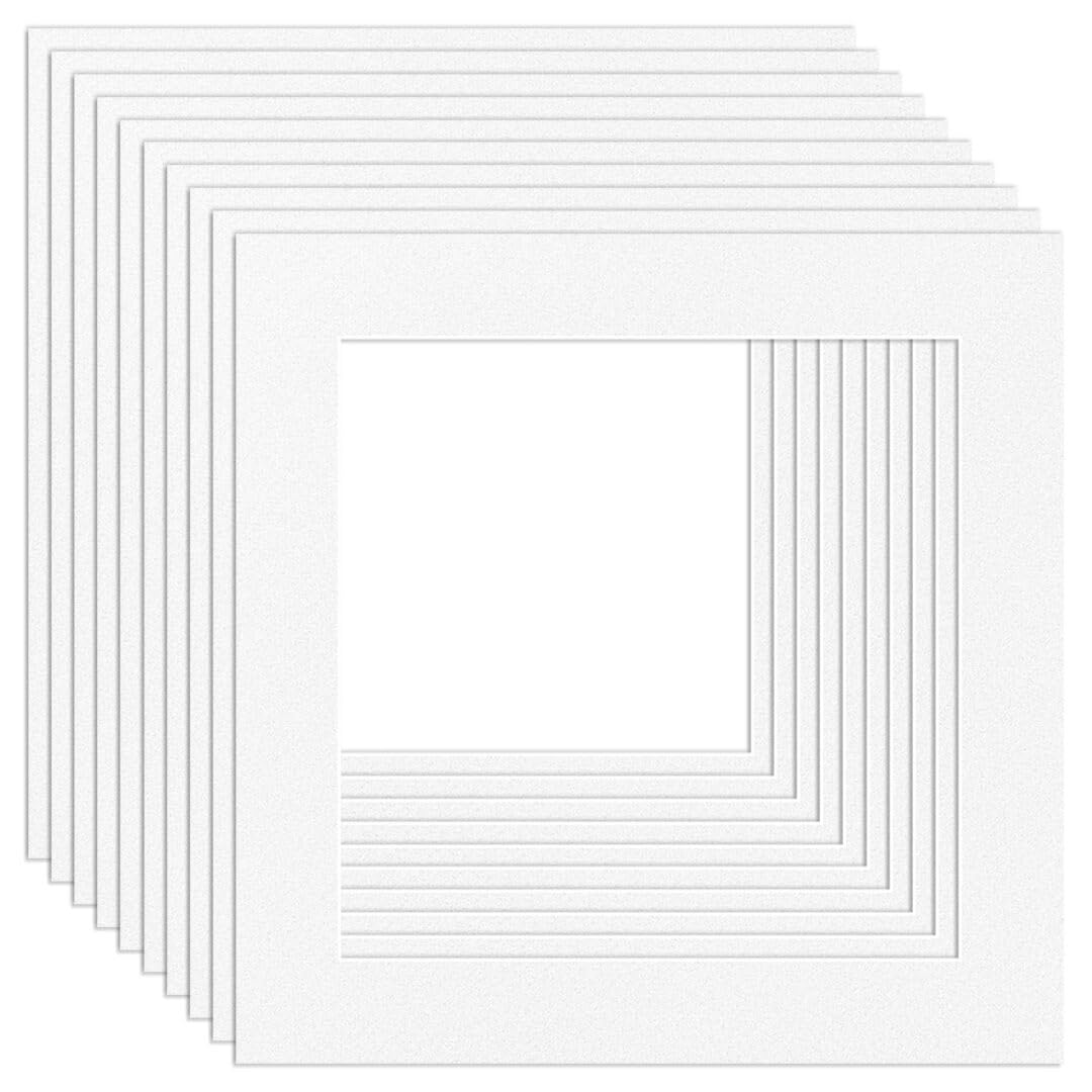 Procut Global 8x8" White Picture Mounts Board to Fit 6x6" Aperture Size - Photo Mount Card Ideal for Prints, Artwork, Crafts & Certificates - Sizes & Colors Available - Pack of 10 — image 1