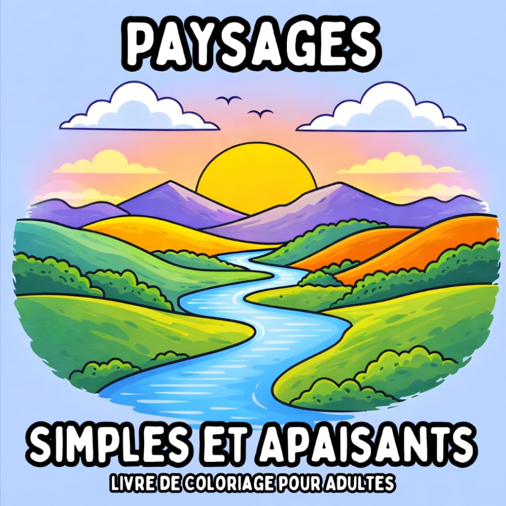 Paysages Simples et Apaisants: Livre de Coloriage pour Adultes - Pages de Nature Simples et Calmes pour la Détente et la Pleine Conscience