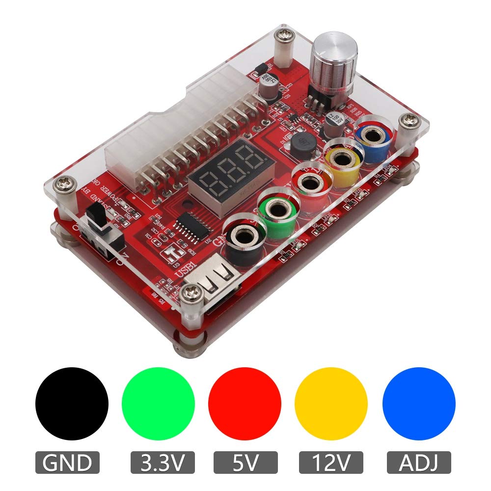 ATX 24Pin Power Breakout Board con Manopola di Tensione Regolabile ADJ e Regolatore di Tensione Kit Guscio Acrilico