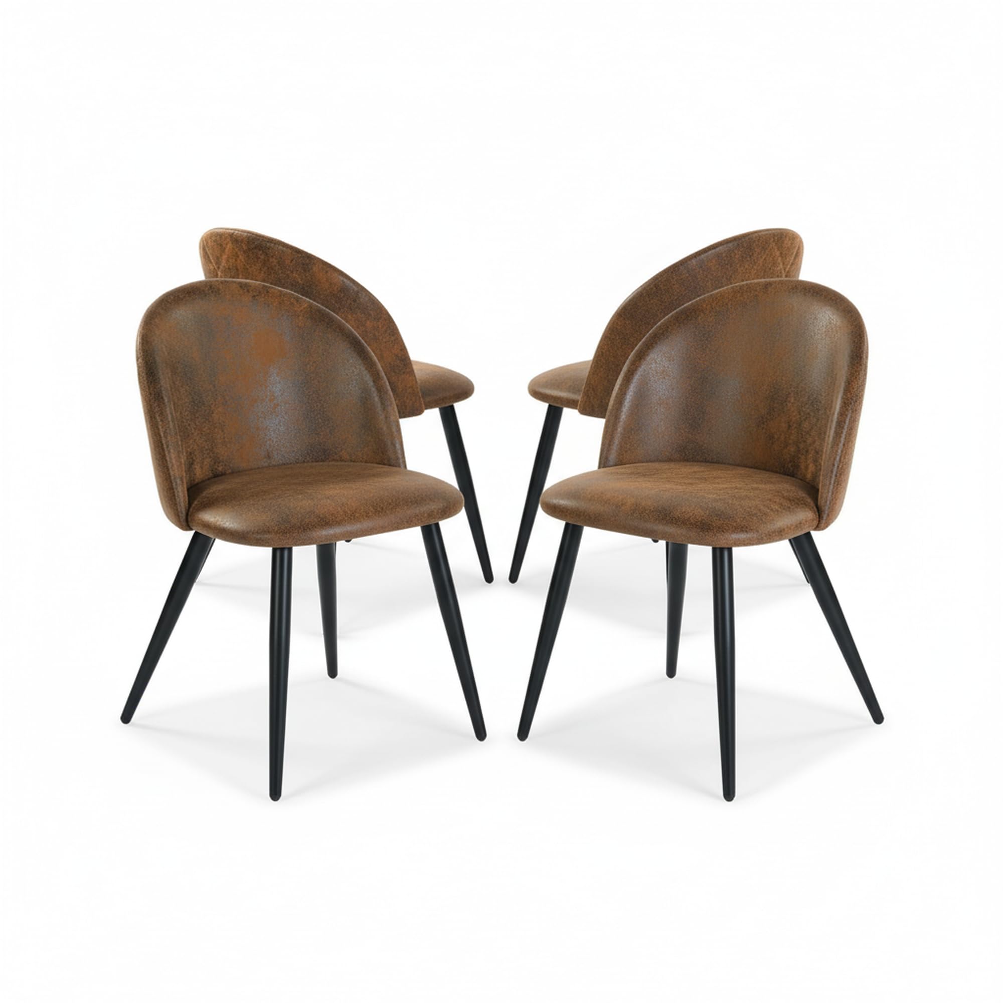 4 Chaises Salle à Manger En Daim - Sans Accoudoirs, Design Moderne, Confortables, Couleur Marron