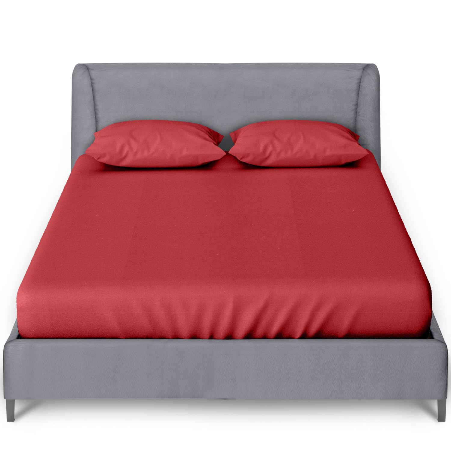 GC GAVENO CAVAILIA Percale Fitted Sheet | Ultra Soft Plain Dyed Bedding Bed Sheet | Super Soft Non Iron Polycotton Single Bed Sheet | Red