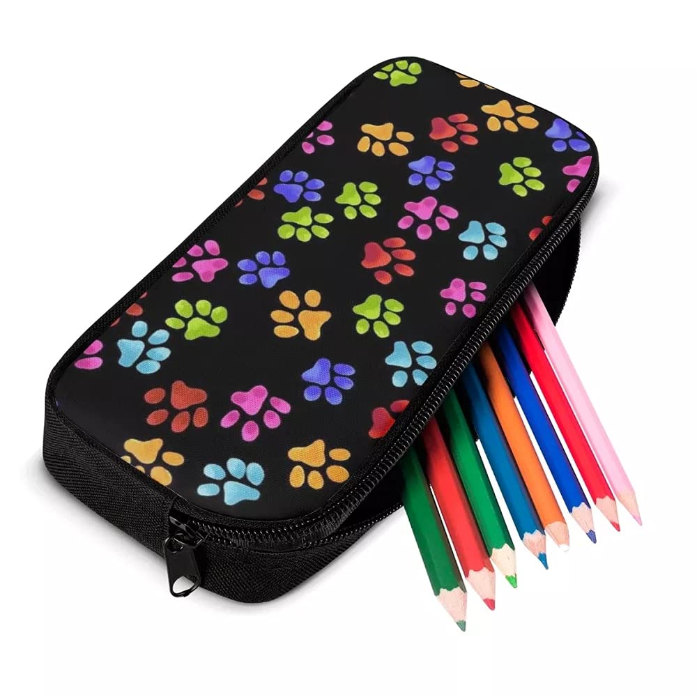 Women Cosmetic Case Small - Ladies Travel Carrying Makeup Bag Stylish Multi-Colored Handy Wrap &Zipper (Dog Paw-Colorful) - Image 3