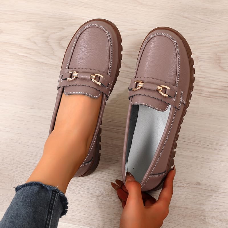 Image of Loafers for Women Business Casual Shoes Comfortable & Lightweight Round Toe Penny Dressy Slip On Work Flats