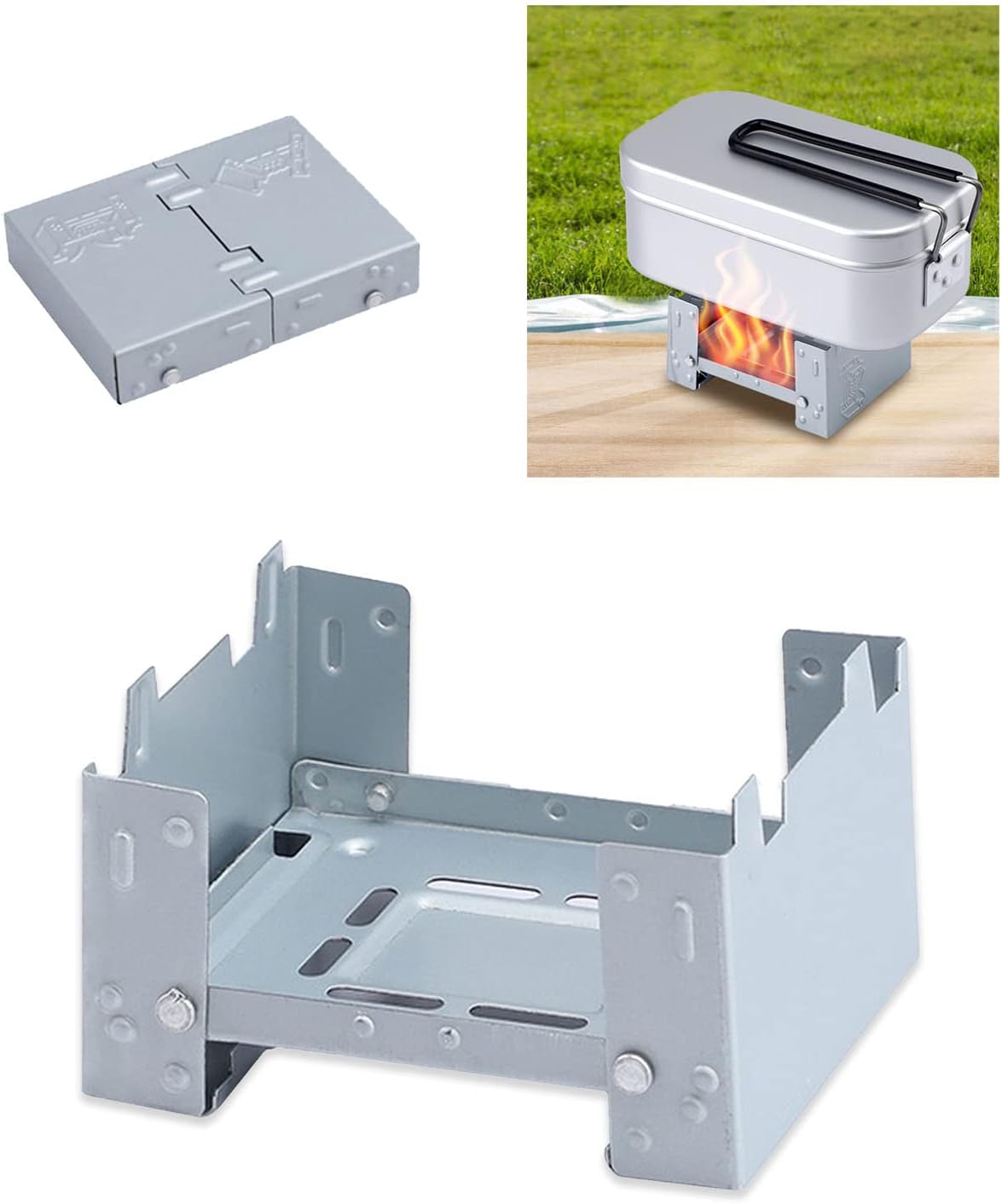 Azwood Portable Solid Fuel Stove, Foldable Stove Alcohol Oven Burner