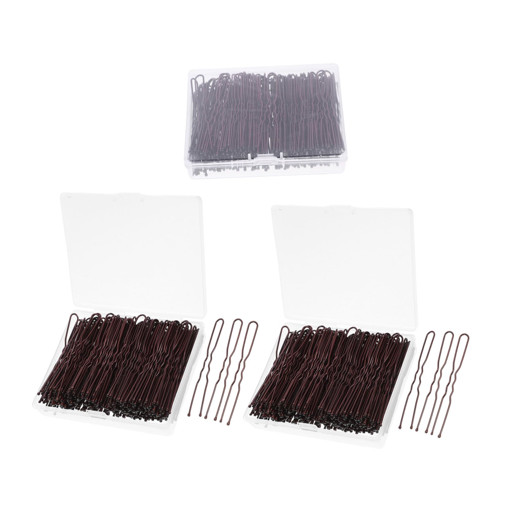 CALLARON 600 Piezas conjunto de pinzas para el cabello alfileres de palo de pelo de metal pasador de pelo francés horquillas para moños planchar Café