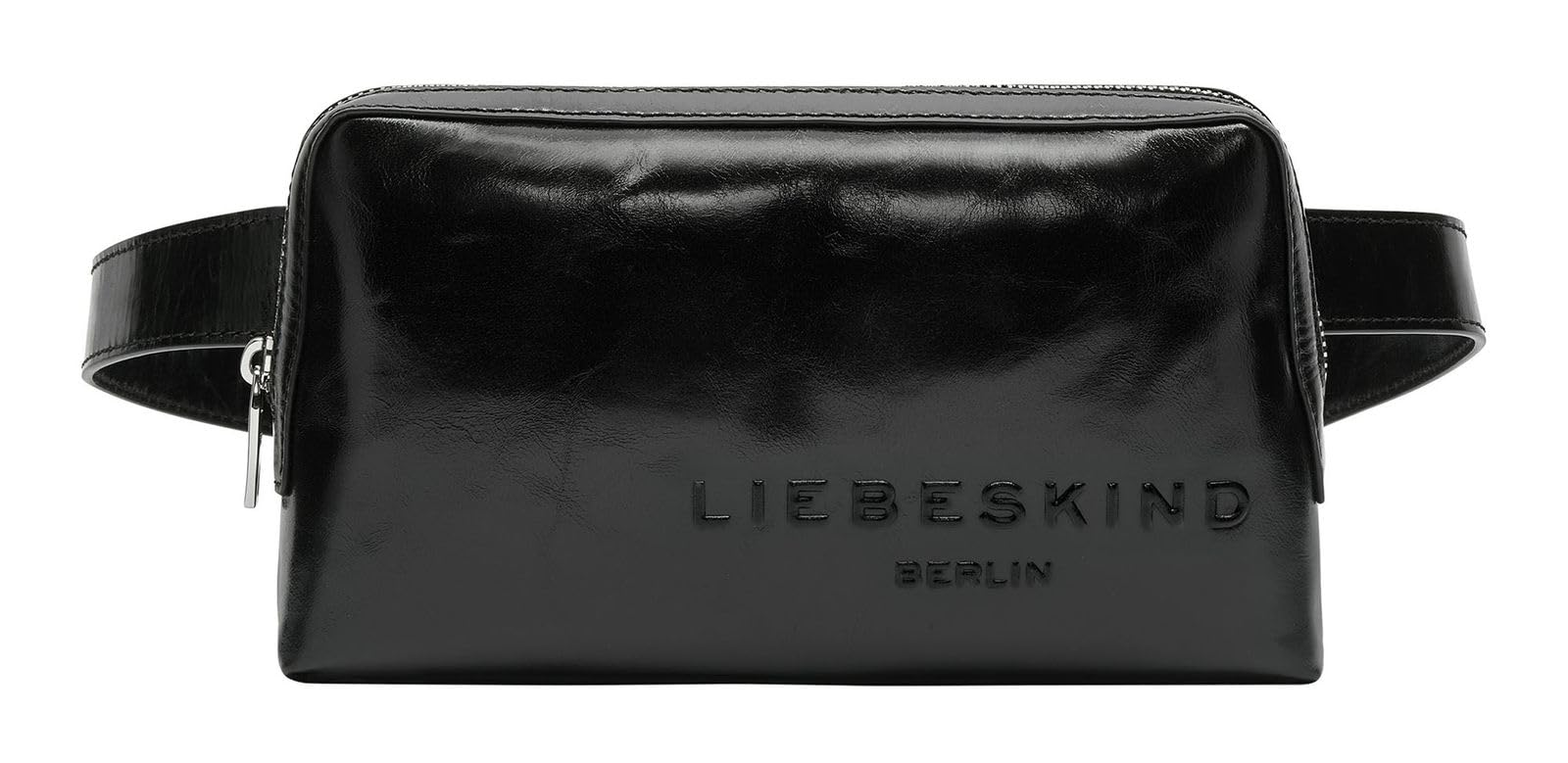 LIEBESKIND BERLIN Leather cross body bag Elvira Paper Touch Crinkle Belt Bag Black