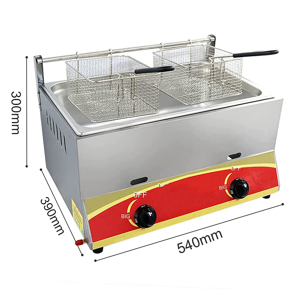 Patelnia z podwójnym cylindrem kuchenka gazowa, komercyjna głęboka z zbiornikiem aromatyzującym restauracja dom frytki z grubą stalą nierdzewną kuchenką gazową, podwójna
