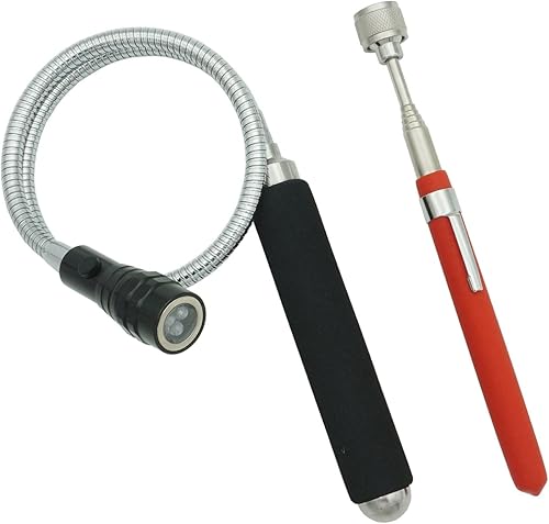 Miniatura 5 de Herramienta de recogida magnética telescópica, palo magnético de 5 libras, imán extensible de 24 pulgadas con clip de bolsillo