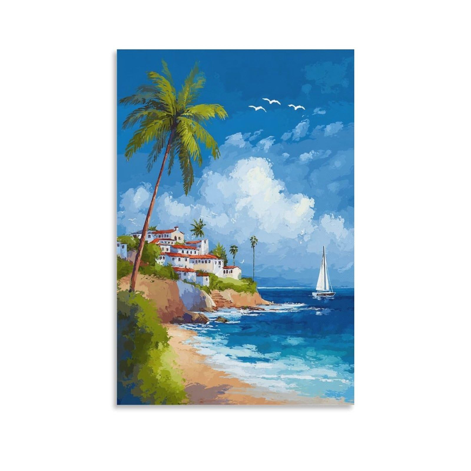Newport Beach Posters 20x30inch(50x75cm) Vintage Watercolor Canvas Art