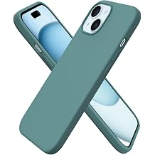 ORNARTO Compatible with iPhone 15 Case 6.1, Slim Liquid Silicone 3 Layers Full Covered Soft Gel Rubber Phone Case, Anti-Scratch Shockproof Protective Cover 6.1 Inch, Pine Green