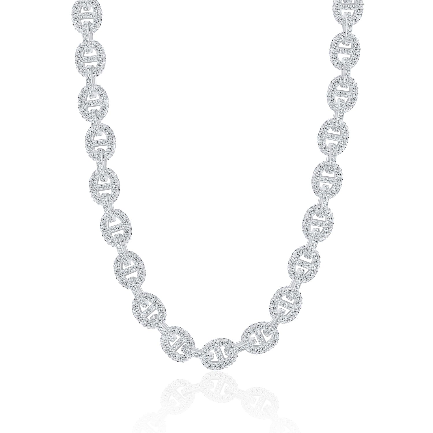 HELLOICE 8mm Iced Out Hip Hop Pig Nose Chain Necklace for Women Men Paved Full CZ Hypoallergenic Cuban Link Chain Non Tarnish Statement Jewelry Gift