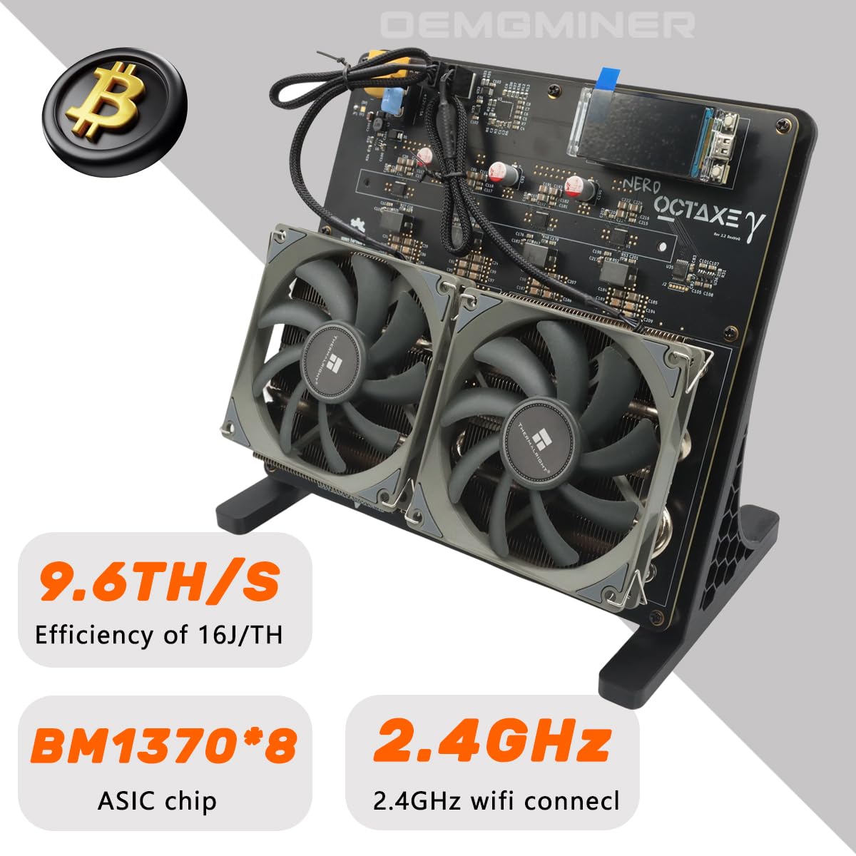 Amazon.com: New Bitaxe Miner NerdOctaxe 9.6TH/s 160W BTC Miner 16J/Th,  8*BM1370 ASIC Chips, 2.4G WiFi Crypto Machine, Open-Source Mining Machine,  High Efficiency for BTC Mining by OEMGMINER : Electronics
