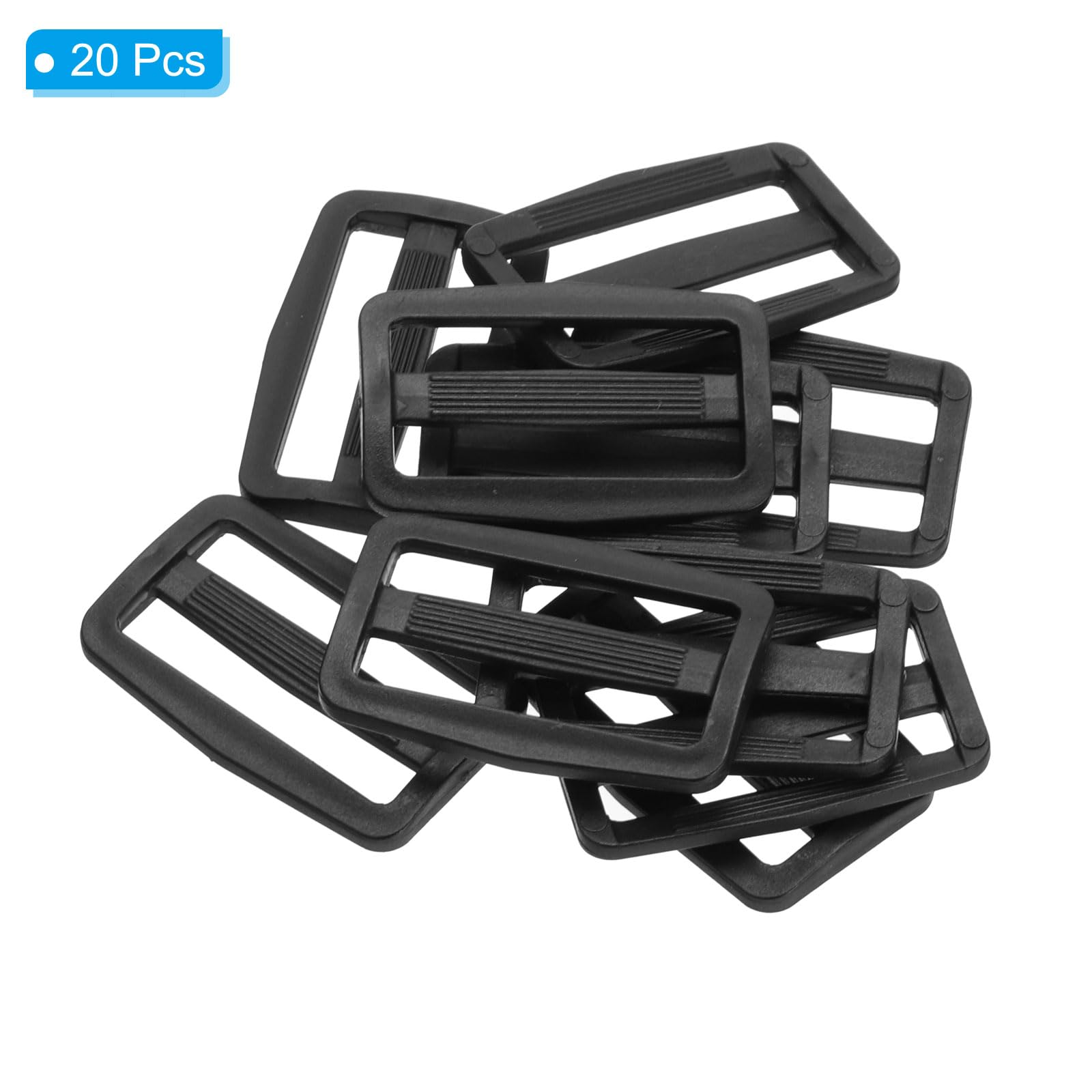 PATIKIL 38mm Tri-Glide Slide Buckles, 20 Pack Plastic Webbing Strap Fastener for Backpack Bag Belt Black - Image 3