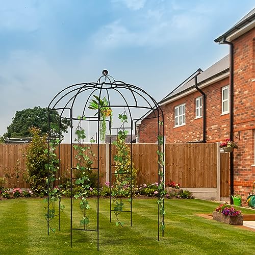 Pinikuyiro Garden Arches Arbors Birdcage Shape,Metal Pergola Pavilion Gazebo Enduring Iron Trellis Plants Support Use for Outdoor Garden Arbor Climbing Plants Wedding Arches Ceremony, Black