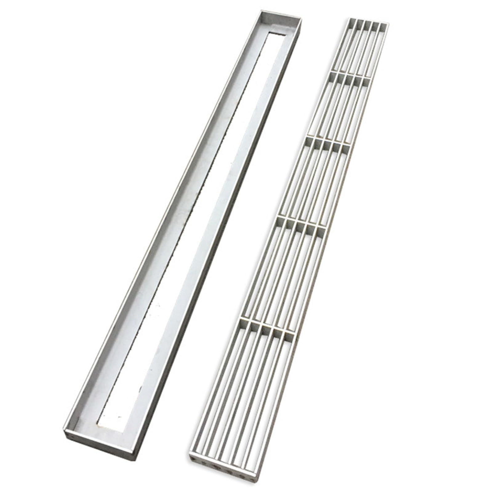 Edelstahl 304 Ablaufgitter & Rahmen Regenwassergitter für Betonboden Outdoor Innenhof 60 x 15 x 2,5 cm