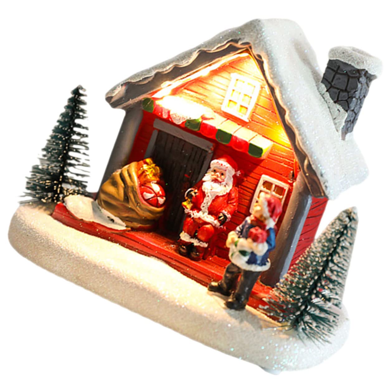 Alipis Centrotavola Decorativo Per Feste Di Natale 2 Pezzi Villaggio Di Natale in Miniatura