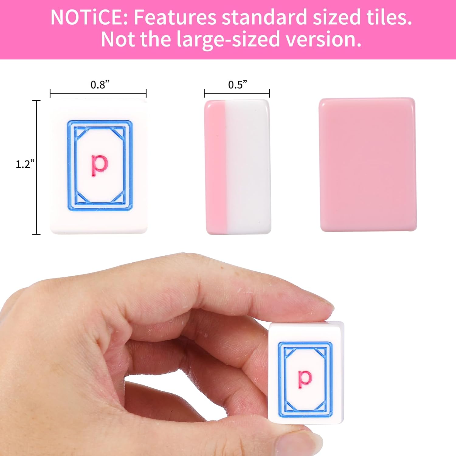 American Mahjong | 166 Premium 1.2-inch Ivory White Tiles | Complete Mahjong Game Set Pink