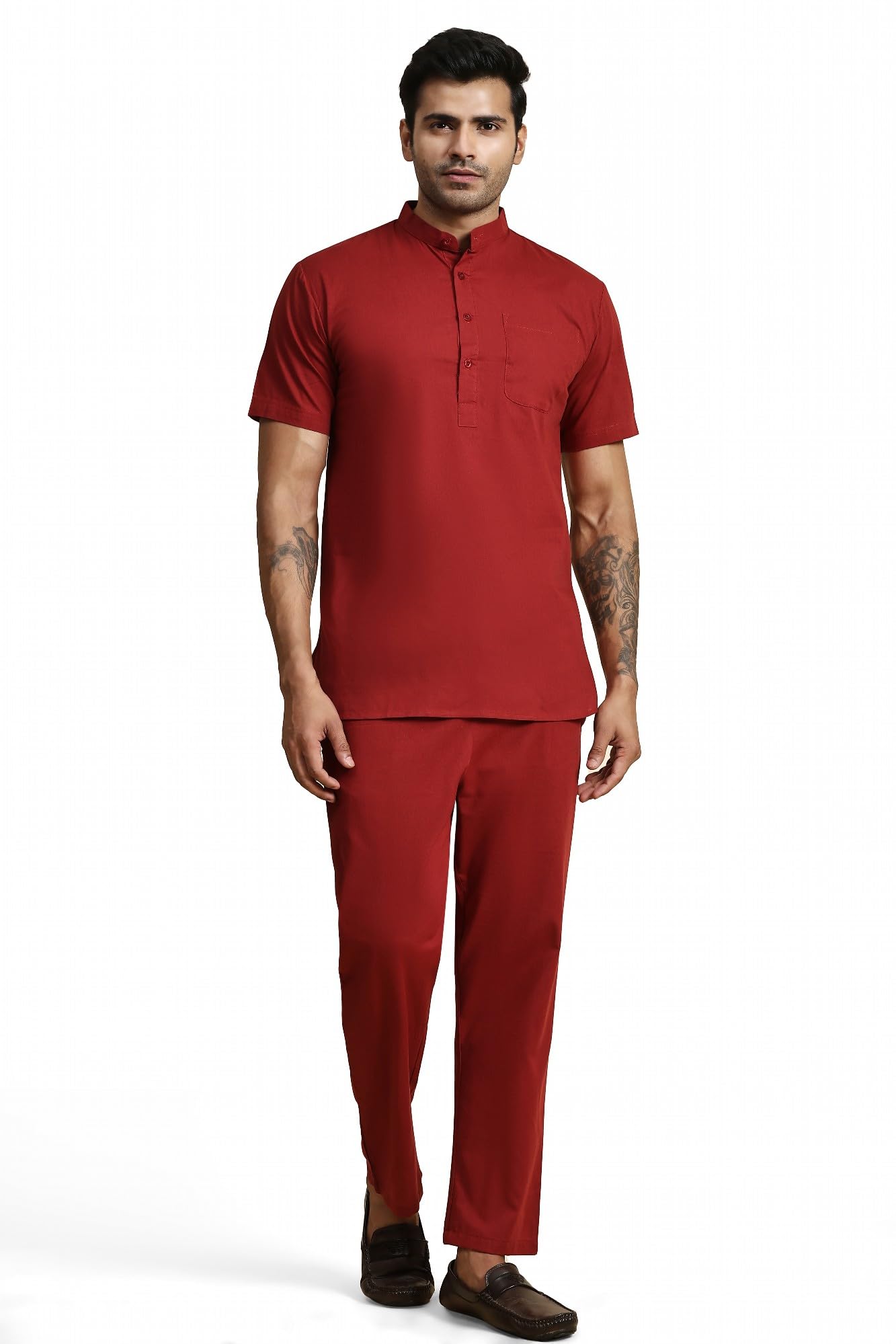 SKAVIJ 2 Piece Cotton Set for Men Summer Yoga Outfits