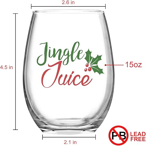 Miniatura 6 de Jingle Juice - Copas de vino de Navidad, 15 onzas, divertidas copas de vino sin tallo para mujeres, amigos y hombres, idea de regalo para Navidad,