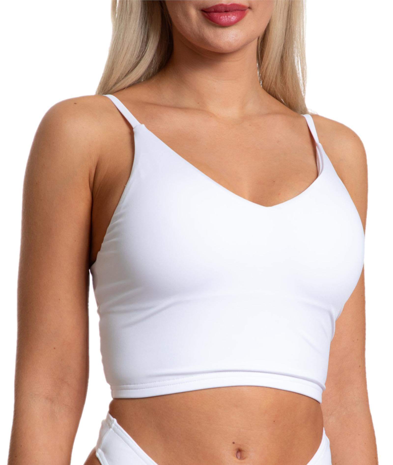 Aquarti Damskie bikini, top z wyściełanymi ramiączkami spaghetti, dekolt w serek, strój kąpielowy, joga, fitness