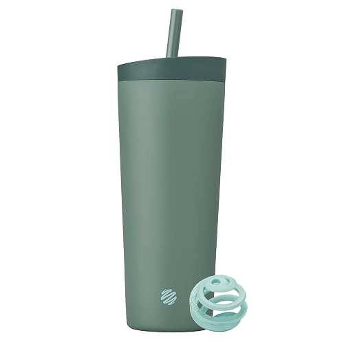 BlenderBottle Tumbler 2-in-1 Stainless Steel Shaker Bottle 24 oz, Sea