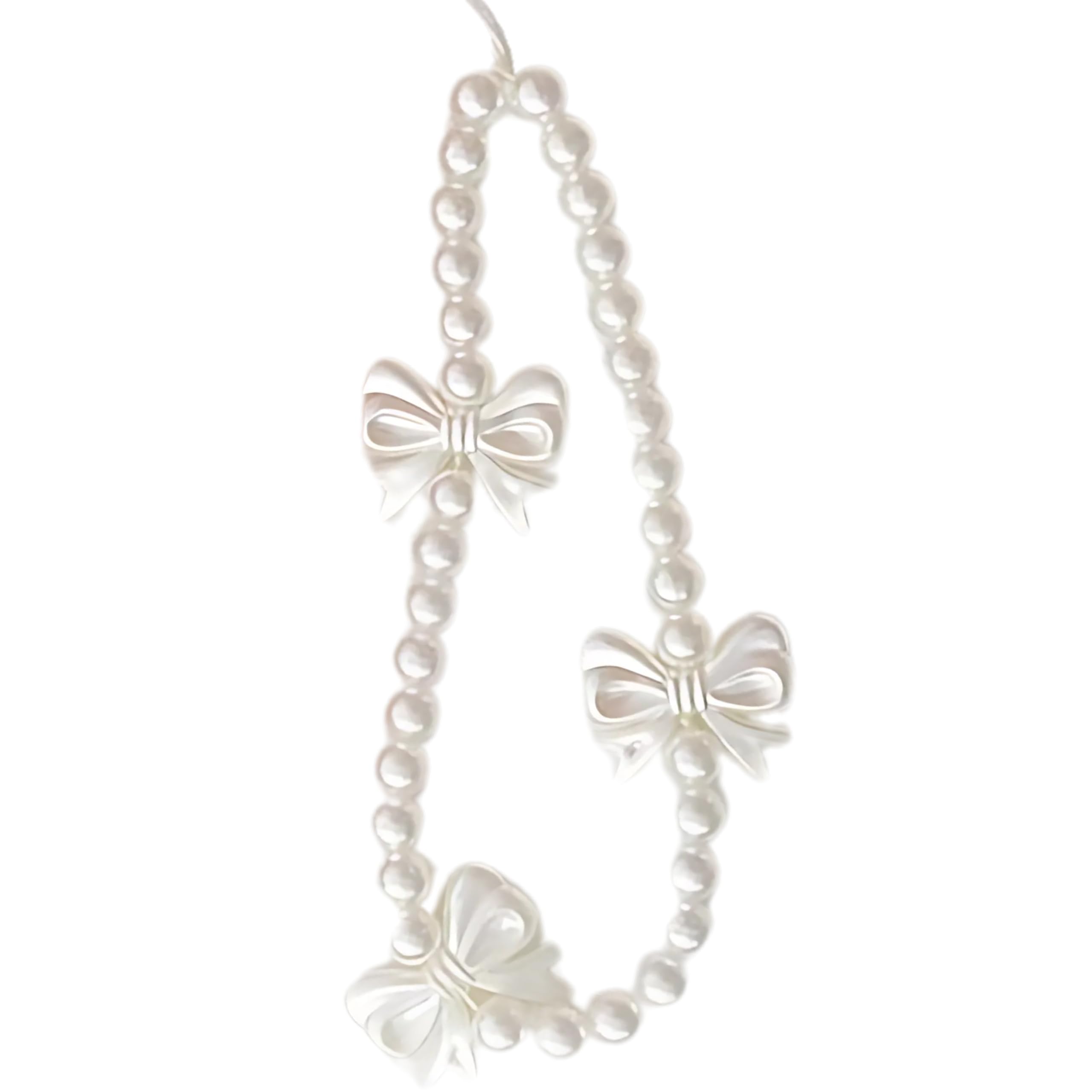 Snowy's Shop Pearl Phone Charm Wristlet for Girls – Cute Bow Bead Chain Lanyard for Teens Women, Short Anti-Lost Strap & Phone Decoration-image-34