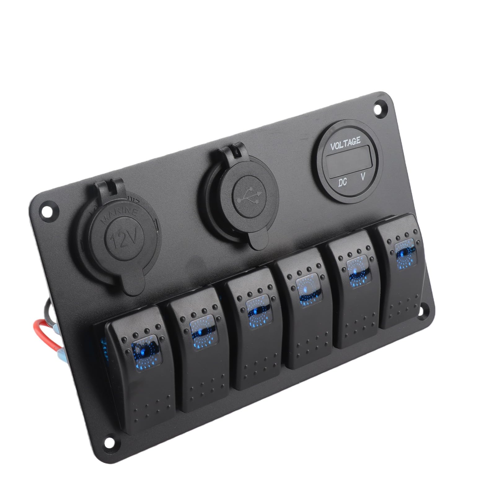 panel marino 12V 24V 6 Gang Car Boat LED Pannello interruttori a bilanciere Dual USB Voltmetro Accendisigari blu per barche Interruttori auto Interruttore F5v340