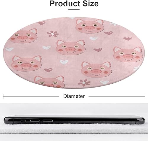 Miniatura 2 de HoaMoya Alfombra redonda con cara de cerdo rosa, animales coloridos, alfombra circular antideslizante, para cocina, sala de estar, dormitorio,