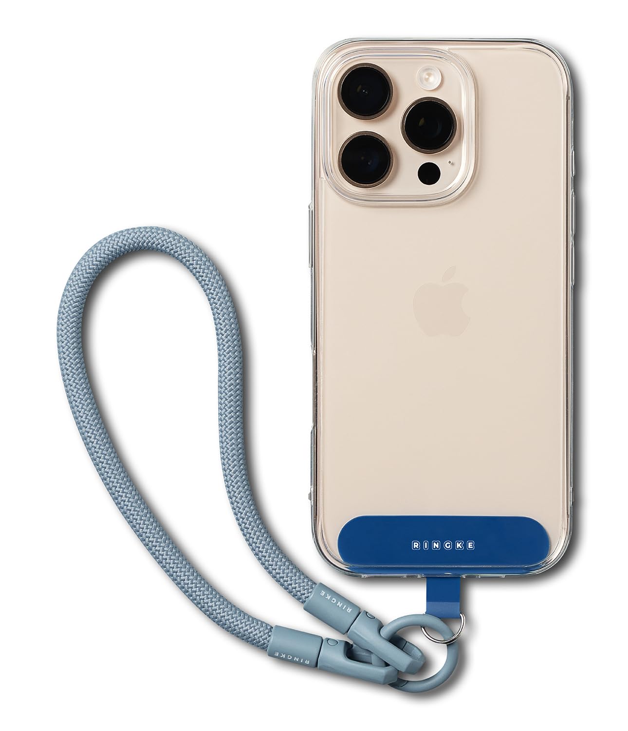 Ringke Holder Link Flow Hand Strap [U Type] with TPU Tether Tab, Adjustable Tangle-Free Polyester Sturdy Rope Wrist Loop with Carabiner Compatible with Universal Smartphone Case, etc. - Urban Blue