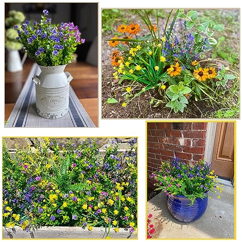 Künstliche Pflanzen Für Draußen – 23 Bündel Mit Bunten Blumen, UV-beständig, Für Terrasse, Garten & Co.