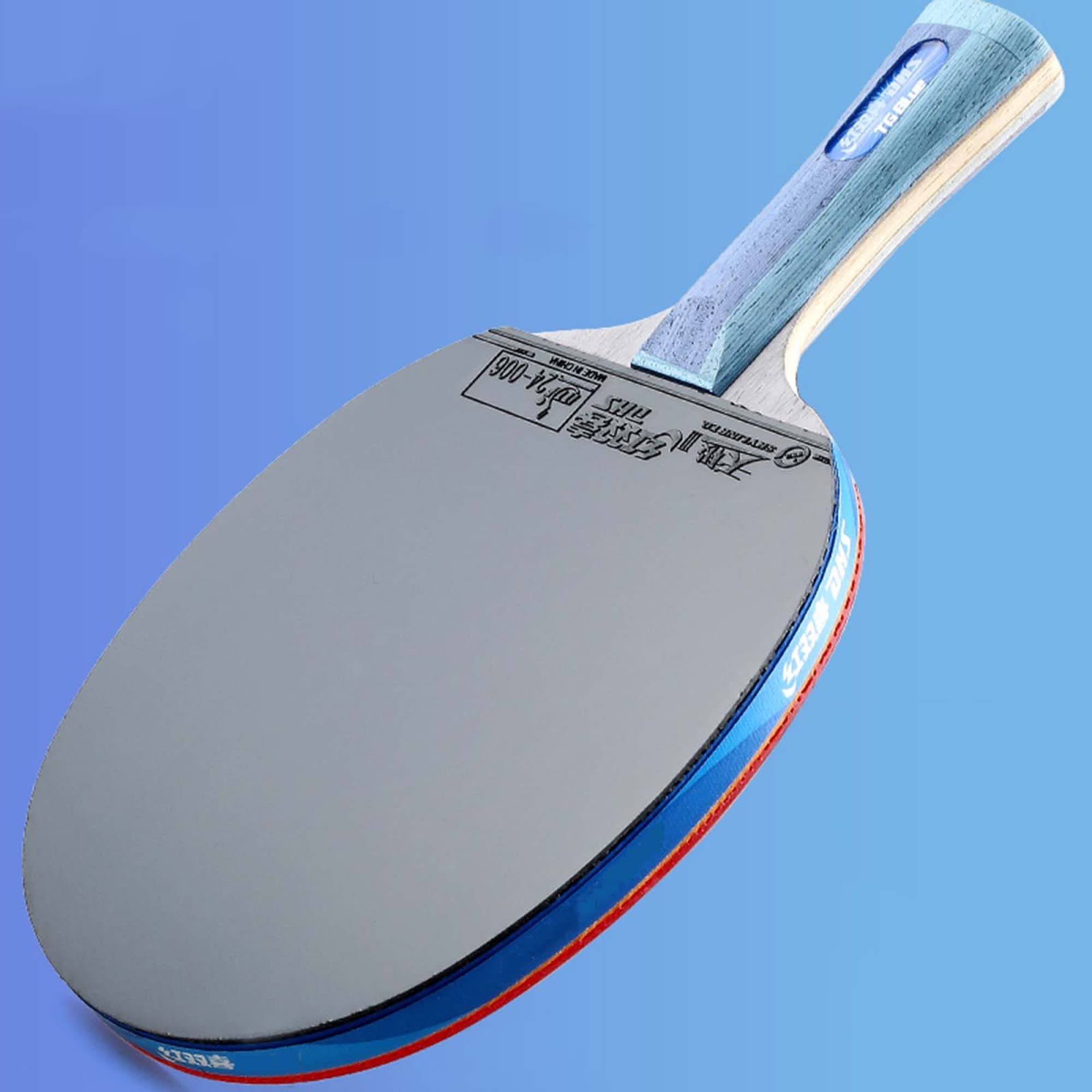 Professioneller Tischtennisschläger, hochelastischer Blauer Schwamm, fortschrittlicher Tischtennisschläger mit ITTF-zugelassenem Gummi, offener Griff/8 Sterne/Langer Griff