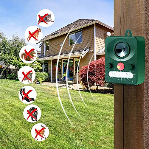 Fox Repellent Solar Power Ultrasonic Animal Repeller, Battery Operated Outdoor Waterproof Cat Fox Dog Scarer Deterrent with 1 Speakers for Garden Yard Field Farm