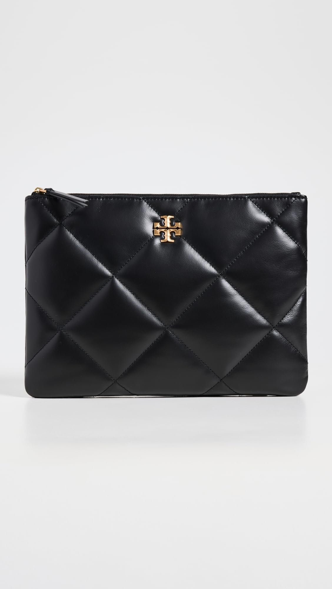 Tory Burch Women's Kira Diamond Quilt Pouch, Black, One Size