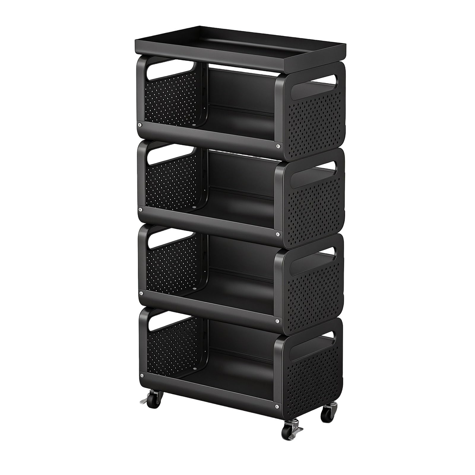 Carrello Cucina con Ruote, Vassoio, Scaffale Verdure, Portafrutta a Ripiani