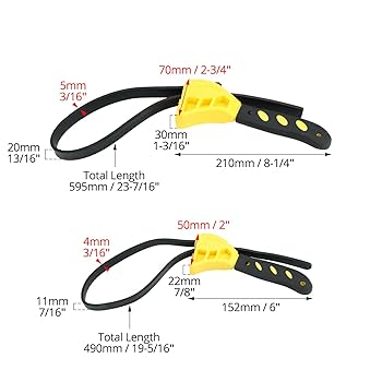 Clé à Filtre à Huile Universelle QWORK - Sangle Nylon 865mm (Max Ø160mm) Pour Mécanique & Plomberie