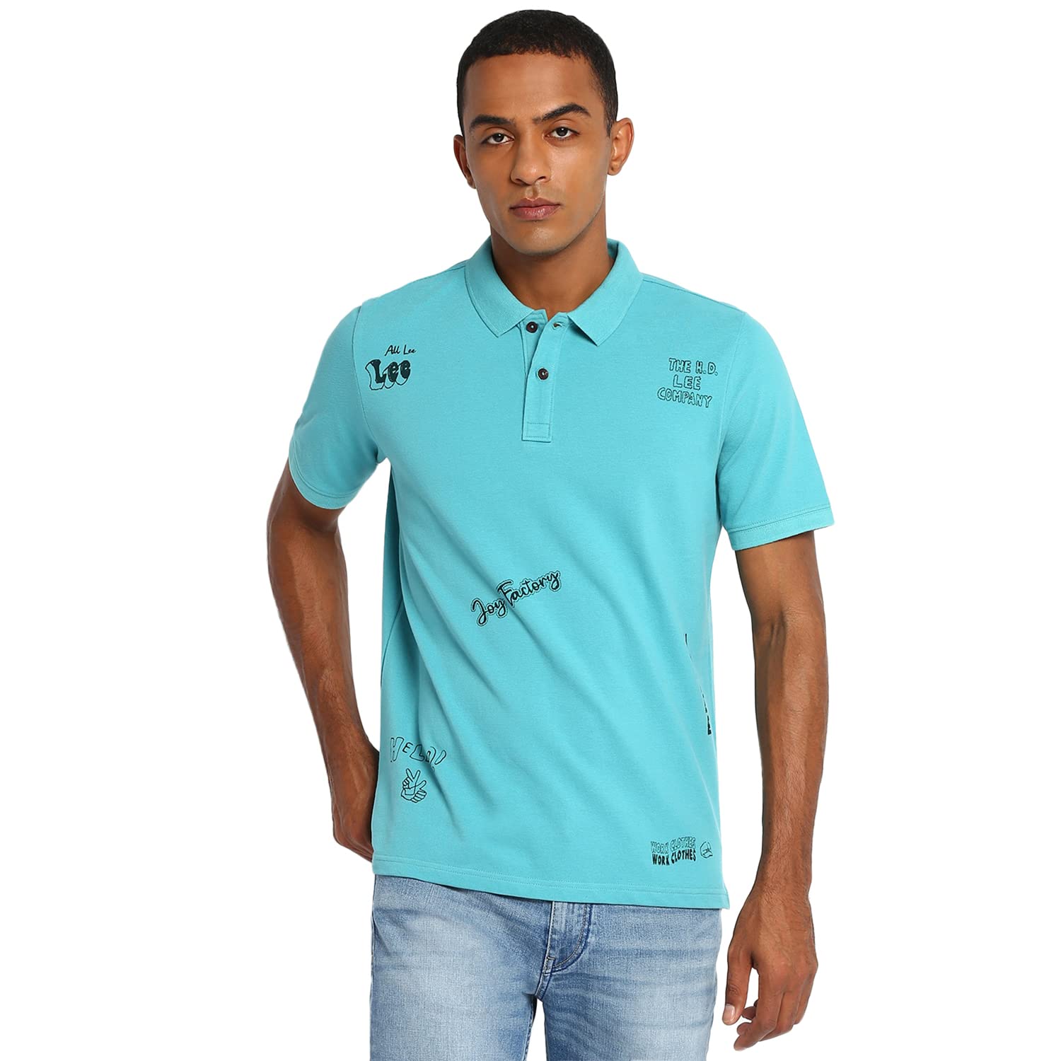 Lee Men's Solid Regular Fit Tshirts