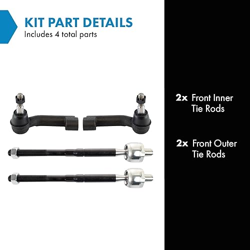 Vista 831 de TRQ - Juego de barras de acoplamiento delanteras interiores y exteriores