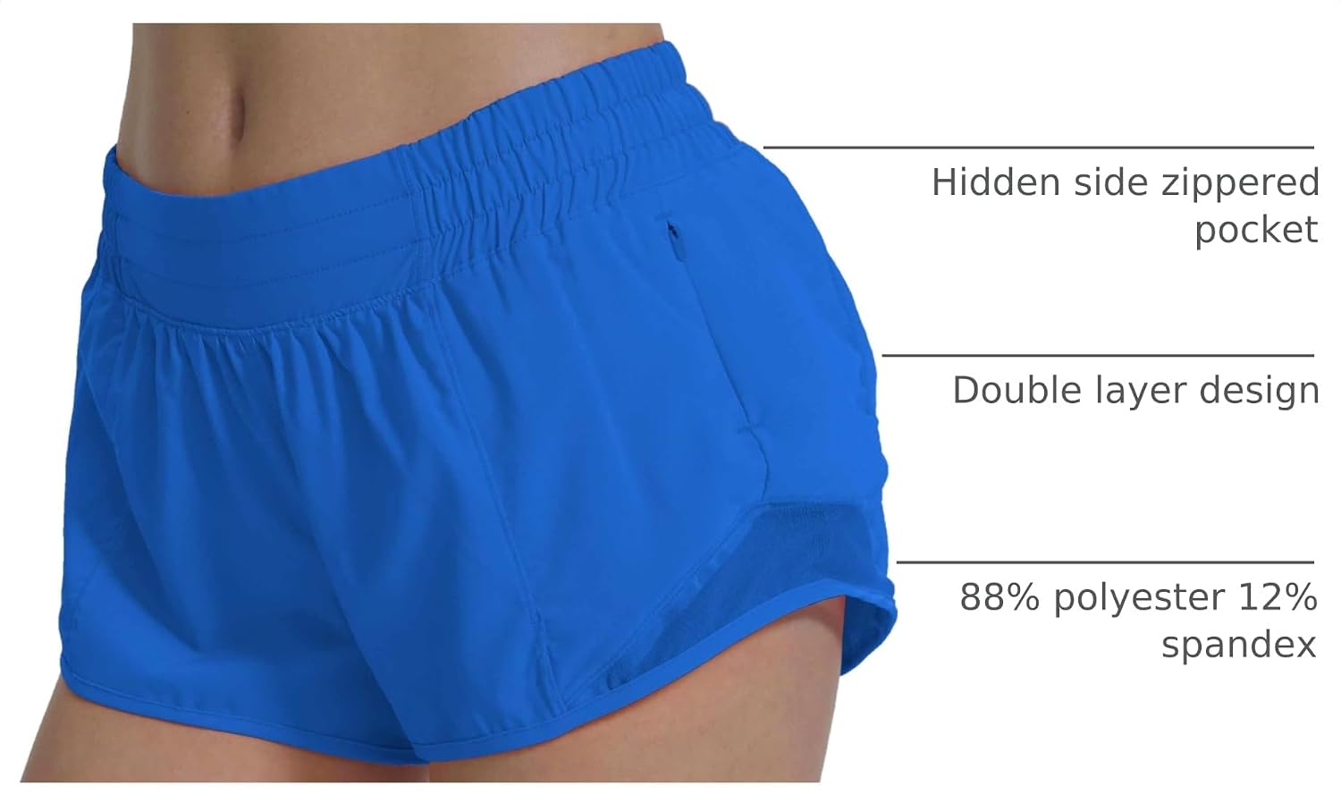 Athletic Running Shorts for Women with Zipper Pocket,Soft Lightweight Gym Workout Shorts with Mesh Liner Quick Dry