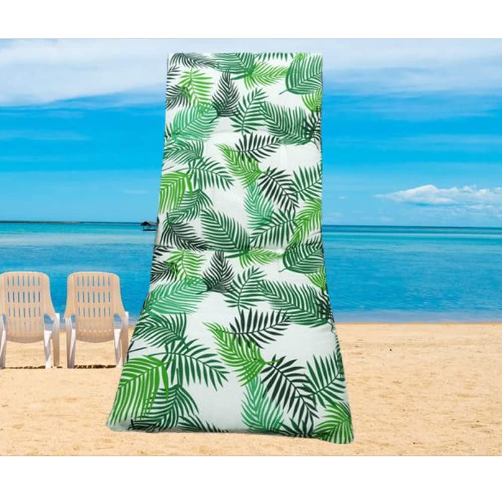 Genérico Cojín Acolchado para tumbonas. Medidas 180 x 55 x 8 cm. Colchoneta para Silla y Tumbona de Playa, Piscina, jardín (Ramas Verdes)