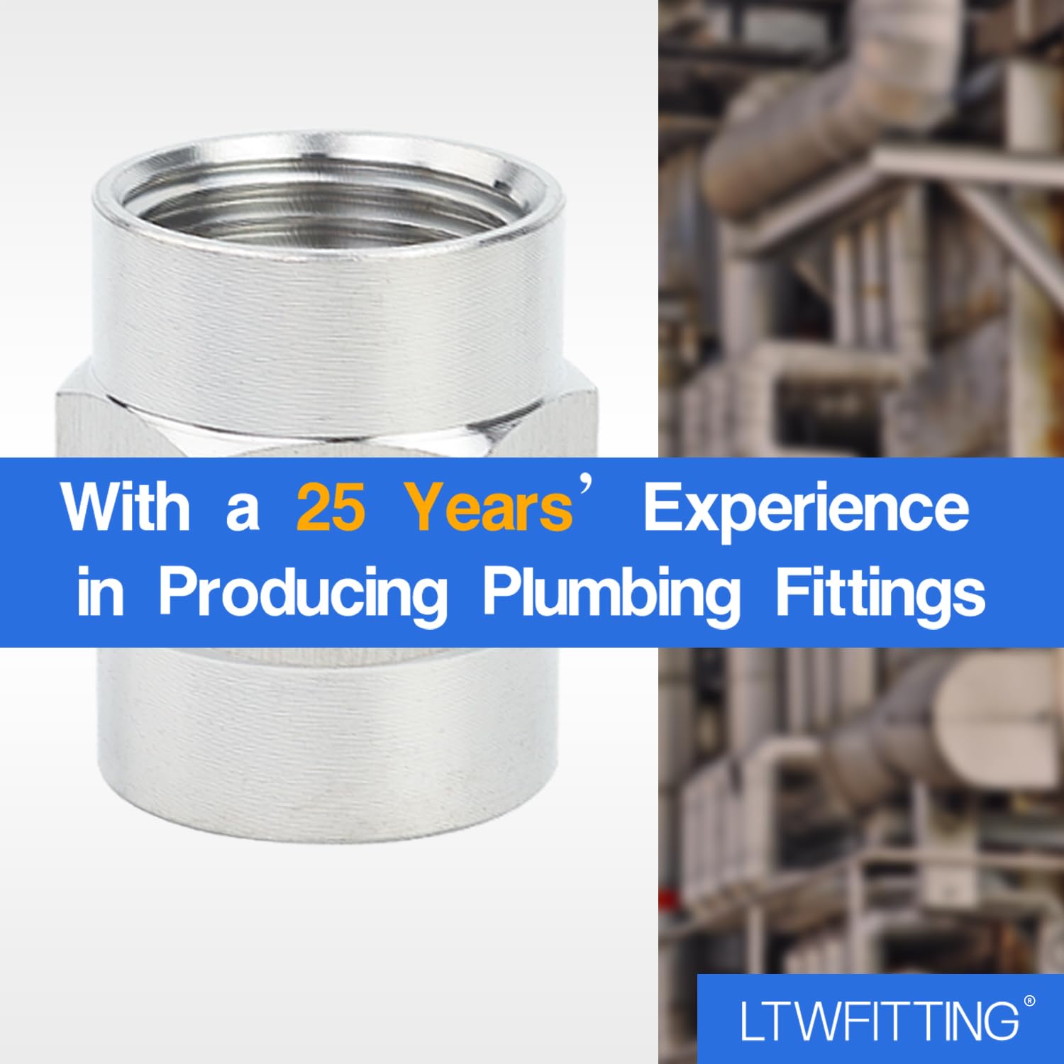 LTWFITTING Edelstahl 316 Pipe Fitting mit 1/2" Innengewinde NPT Beidseitig Anschluss(25 Stück)