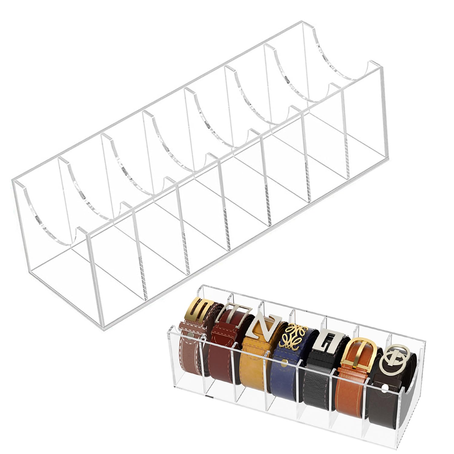 Organizador De Almacenamiento para Cinturón, Caja De Almacenamiento para Cinturón, Caja De Cinturón Transparente, con Compartimento, para Joyas, Relojes, Maquillaje, Cosméticos