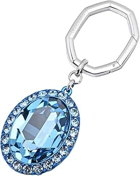[正規品]Swarovski Near キーリング キーリング, オーバル・カット, ブルー, ミックスメタル仕上げ