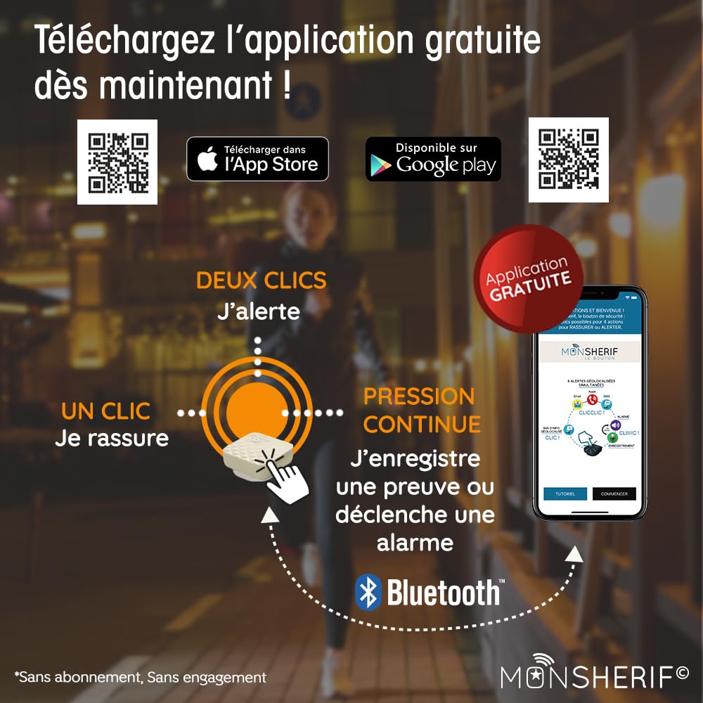 Bouton d'alerte MONSHERIF + Bracelet : L’Alliance Parfaite Entre élégance et sécurité, Un Bijou connecté Discret offrant Une Protection Efficace et immédiate au Quotidien